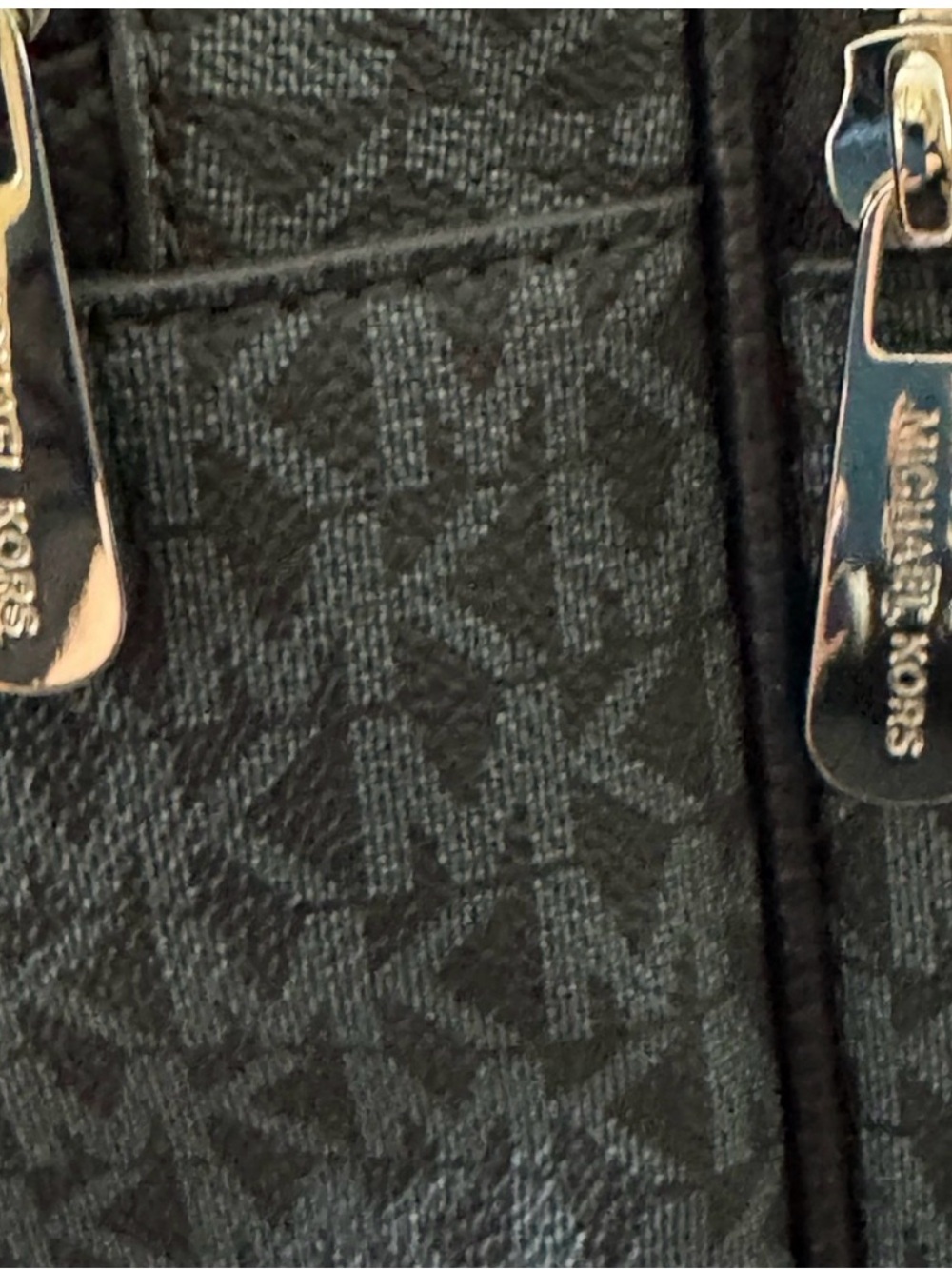 Michael Kors Black Logo-Print Backpack with Gold Hardware EUC - Picture 3 of 11